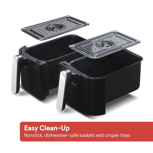 9 Qt 7-in-1 Dual Basket Digital Air Fryer with Smart Finish and Guided Cooking - Picture 8 of 13